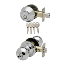 Ball Single Cylinder Keyed Entry Knob Set Combo Pack with Deadbolt
