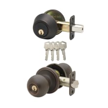 Ball Single Cylinder Keyed Entry Knob Set Combo Pack with Deadbolt