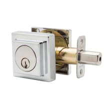 Mid Century Modern Keyed Entry Single Cylinder Deadbolt with Square Rosette from the DB2400 Series
