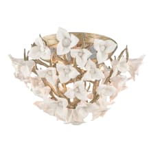 Lily 4 Light 18" Wide Flush Mount Floral Ceiling Fixture with Hand-Crafted Iron Flowers