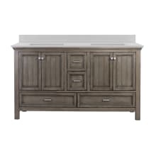 Brantley 60" Free Standing Double Basin Vanity Set with MDF Cabinet and Iced White Quartz Vanity Top