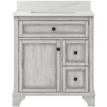 Ellery 31" Free Standing Single Basin Vanity Set with Cabinet and Calacatta Bianco Quartz Vanity Top