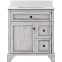 Ellery 31" Free Standing Single Basin Vanity Set with Cabinet and Carrara Vita Quartz Vanity Top