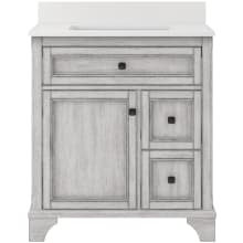 Ellery 31" Free Standing Single Basin Vanity Set with Cabinet and Snow White Quartz Vanity Top