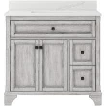 Ellery 37" Free Standing Single Basin Vanity Set with Cabinet and Calacatta Bianco Quartz Vanity Top