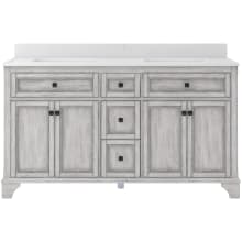 Ellery 61" Free Standing Double Basin Vanity Set with Cabinet and Carrara Vita Quartz Vanity Top