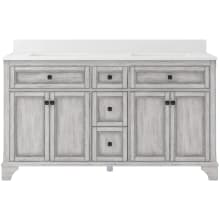 Ellery 61" Free Standing Double Basin Vanity Set with Cabinet and Snow White Quartz Vanity Top