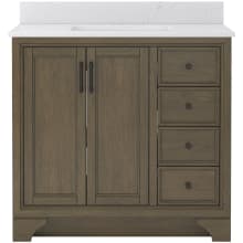 Lanagan 37" Free Standing Single Basin Vanity Set with Cabinet and Carrara Vita Quartz Vanity Top