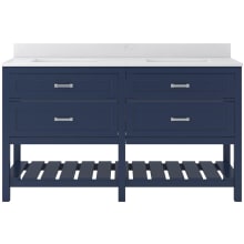 Lawson 61" Free Standing Double Basin Vanity Set with Cabinet and Carrara Vita Quartz Vanity Top