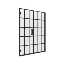 Marina 74" High x 48" Wide Hinged Frameless Shower Door with Clear Grid Glass