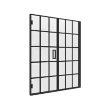 Marina 74" High x 60" Wide Hinged Frameless Shower Door with Clear Grid Glass