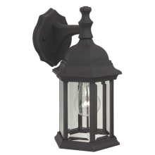 Hex Style Cast Single Light 12-1/8" High Outdoor Wall Sconce with Clear Beveled Glass