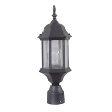 Hex Style Cast Single Light 6-1/2" Wide Landscape Single Head Post Light with Clear Seeded Glass