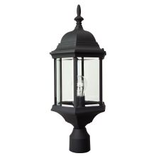 Hex Style Cast Single Light 9-1/2" Wide Landscape Single Head Post Light with Clear Beveled Glass
