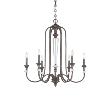 Boulevard Single Tier 6 Light Candle Style Chandelier - 29.5 Inches Wide