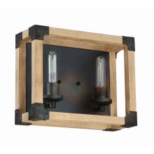 Cubic 2 Light 14" Wide Bathroom Vanity Light with Natural Wood