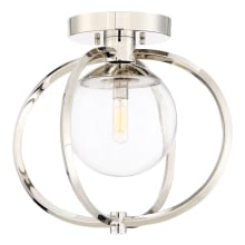 Piltz Single Light 14-1/2" Wide Semi Flush Globe Ceiling Fixture with Clear Glass Shade