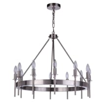 Larrson 12 Light 29" Wide Taper Candle Style and Ring Chandelier