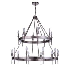 Larrson 18 Light 36" Wide Taper Candle Style and Ring Chandelier