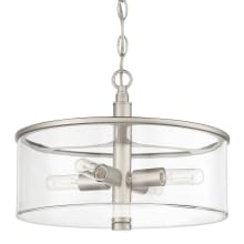 Hailie 15" Wide Drum Chandelier / Semi-Flush Ceiling Fixture with Clear Glass Shade