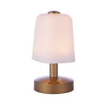 9" Tall Rechargeable LED Buffet Outdoor Lamp - Painted Satin Brass