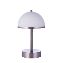 11" Tall Rechargeable LED Buffet Outdoor Lamp with Dome Glass Shade - Brushed Polished Nickel