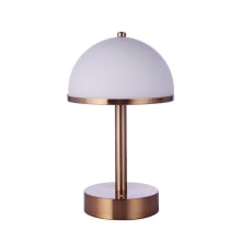 11" Tall Rechargeable LED Buffet Outdoor Lamp with Dome Glass Shade - Satin Brass
