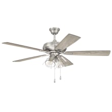 Eos 52" 5 Blade 4 Light Indoor LED Ceiling Fan with Clear Glass Shades - Brushed Polished Nickel