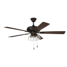 Eos 52" 5 Blade 4 Light Indoor LED Ceiling Fan with Clear Glass Shades - Espresso