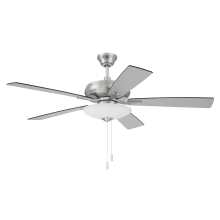 Eos 52" 5 Blade 1 Light Indoor LED Ceiling Fan with Frosted Glass Shade - Brushed Polished Nickel