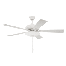 Eos 52" 5 Blade 1 Light Indoor LED Ceiling Fan with Frosted Glass Shade - White