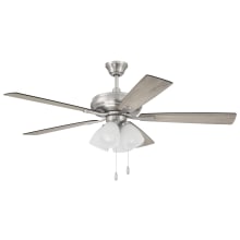 Eos 52" 5 Blade 4 Light Indoor LED Ceiling Fan with Frosted Glass Shades - Brushed Polished Nickel