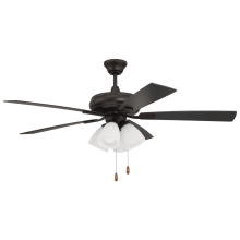Eos 52" 5 Blade 4 Light Indoor LED Ceiling Fan with Frosted Glass Shades - Espresso