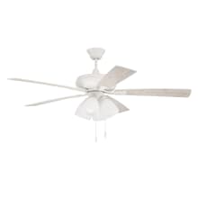 Eos 52" 5 Blade 4 Light Indoor LED Ceiling Fan with Frosted Glass Shades - White
