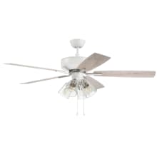 Pro Plus 52" 5 Blade 4 Light Indoor LED Ceiling Fan with White/Washed Oak Blades