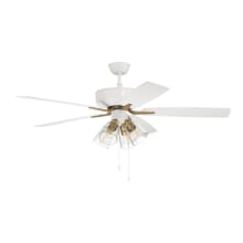 Pro Plus 52" 5 Blade 4 Light Indoor LED Ceiling Fan with White/Washed Oak Blades