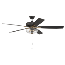 Super Pro 60" 5 Blade Indoor LED Ceiling Fan with Black Walnut/Flat Black Blades