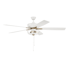Super Pro 60" 5 Blade Indoor LED Ceiling Fan with White/Washed Oak Blades