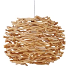 Swag Pendants 17" Wide Plug-In Pendant with Wood Shade