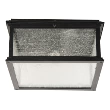 Gentry Single Light 13-1/8" Wide Outdoor Flush Mount Square Ceiling Fixture with Clear Seeded Glass