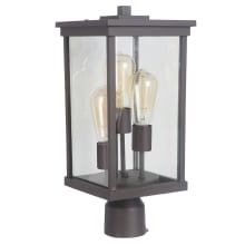 Riviera III 3 Light 18" High Outdoor Post Light with Clear Beveled Glass Shade