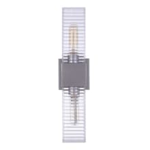 Ridge 2 Light 18" Tall Outdoor Wall Sconce with Ribbed Glass Shades