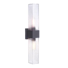 Ridge 2 Light 24" Tall Outdoor Wall Sconce with Ribbed Glass Shades