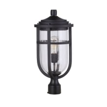 Voyage 20" Tall Post Light with Seedy Glass Shade