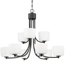 Clarendon 9 Light 32" Wide Chandelier with White Opal Glass Shade