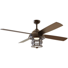 Courtyard 56" 4 Blade Indoor / Outdoor Ceiling Fan - Blades, Remote, and LED Light Kit Included