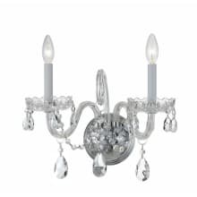 Traditional Crystal 2 Light 13" Tall Wall Sconce with Swarovski Strass Crystal Accents