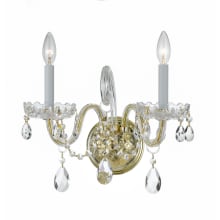 Traditional Crystal 2 Light 13" Tall Wall Sconce with Hand Cut Crystal Accents