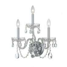 Traditional Crystal 3 Light 16" Tall Wall Sconce with Hand Cut Crystal Accents