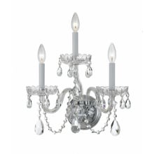 Traditional Crystal 3 Light 16" Tall Wall Sconce with Swarovski Strass Crystal Accents